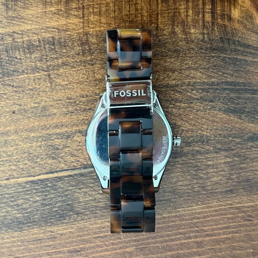 Women's Tortoise Shell Rhinestone Fossil Watch - Picture 2 of 2